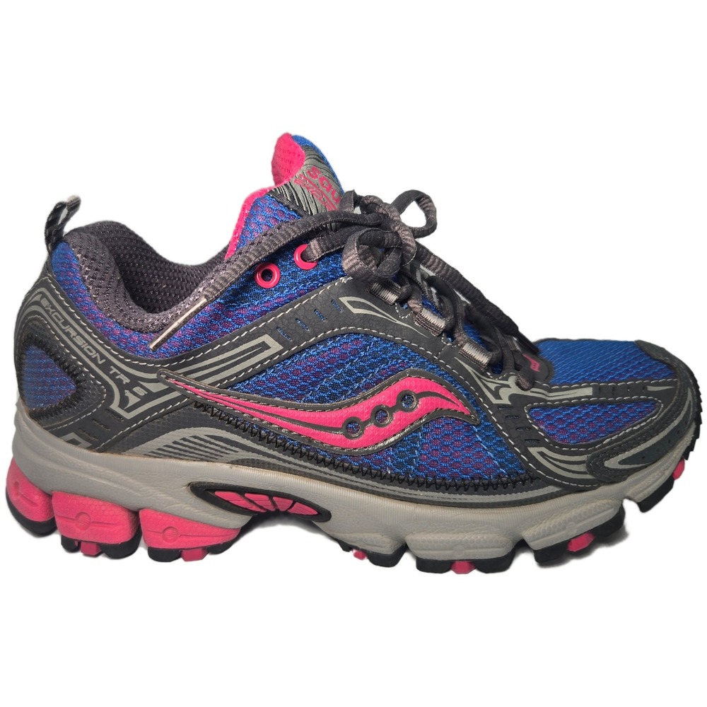 Saucony Excursion TR8 Women Trail Running Shoes Blue Pink Grey Sneakers 15107-1A